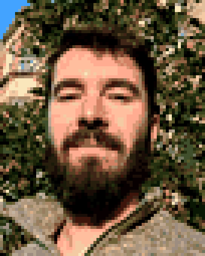 Retrato en pixel art de Julián Palomo